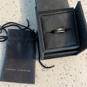 X Crossover Band Ring in Sterling Silver with 18K Yellow Gold